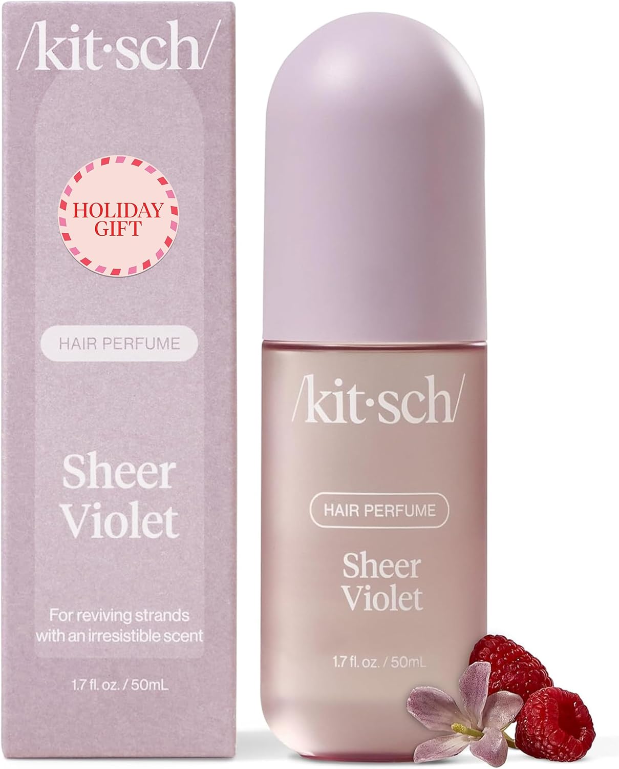 Kitsch Hair Perfume for Women - Sheer Violet | Clean, Deodorizing & Patented Odor-Eliminating Technology Hair Spray & Body Mist - Freshen Hair, Body & Pillows - Raspberry, Soft Musk Scent - 50mL