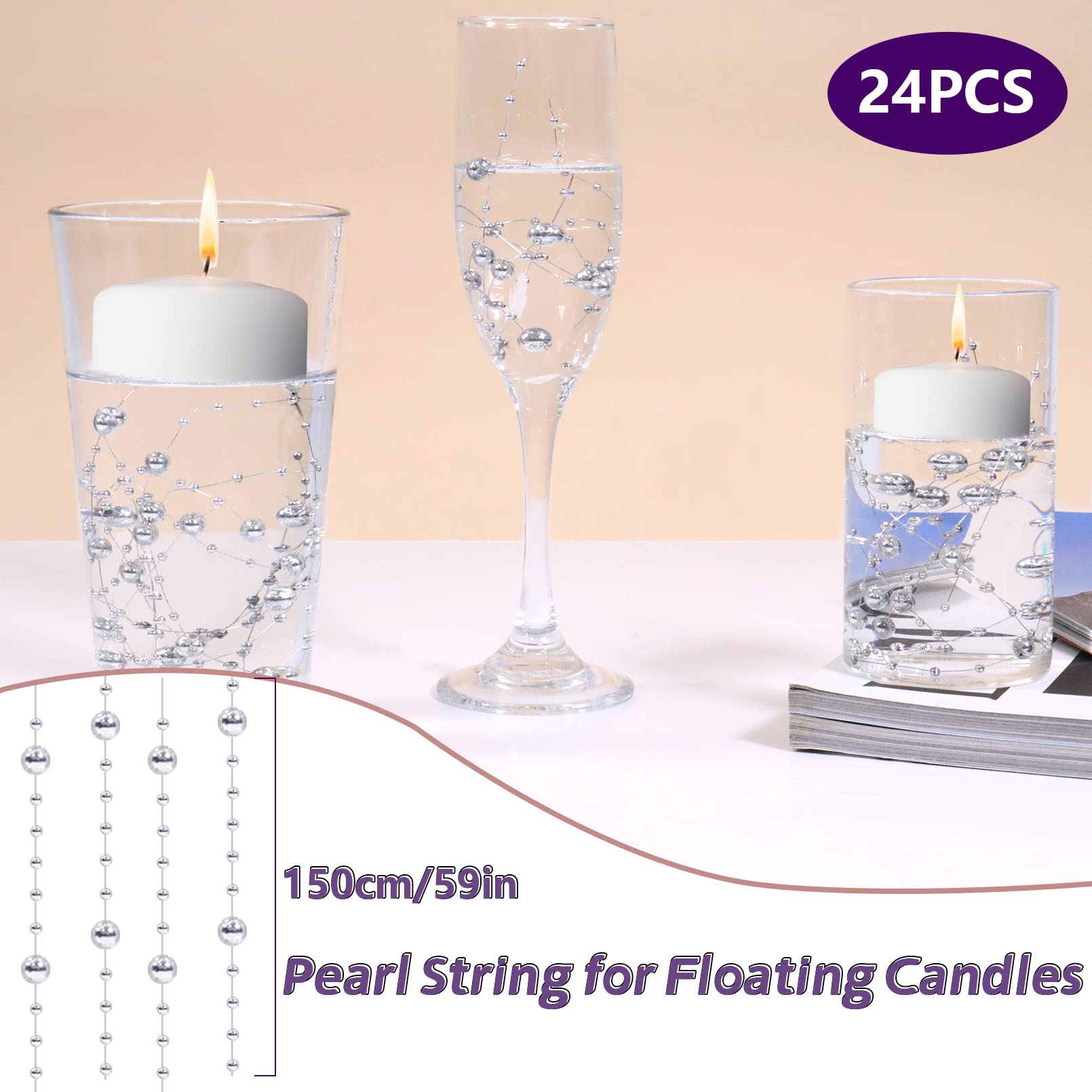 Perles D'eau Dorées Flottantes - Lot De 18 Guirlandes De 1.3m, Décoration Vase, Mariage, Bougies - 11