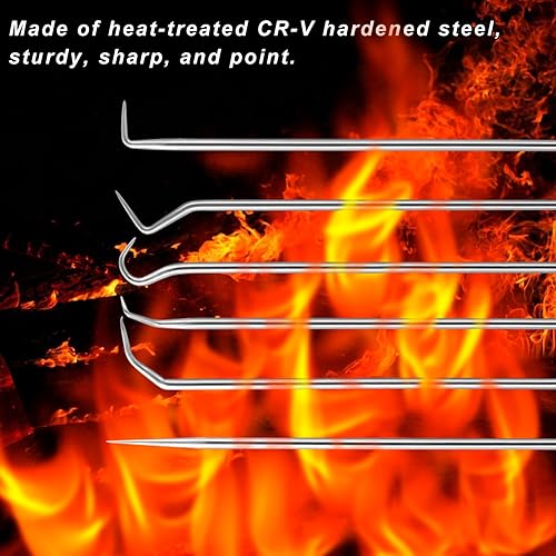 Miniatura 7 de YOFOTHS Juego de púas y ganchos, 6 piezas de herramientas automotrices para sello de aceite de automóviljunta tórica mecánico extractor largo, juego