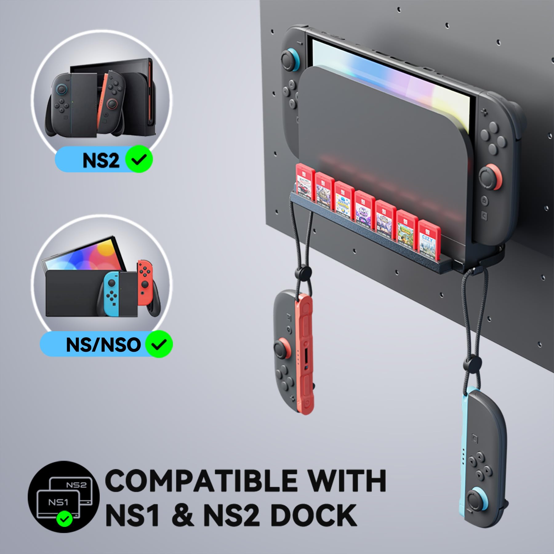 PlayVital Supporto da Parete Metallo per Nintendo Switch 2, Switch 1/OLED