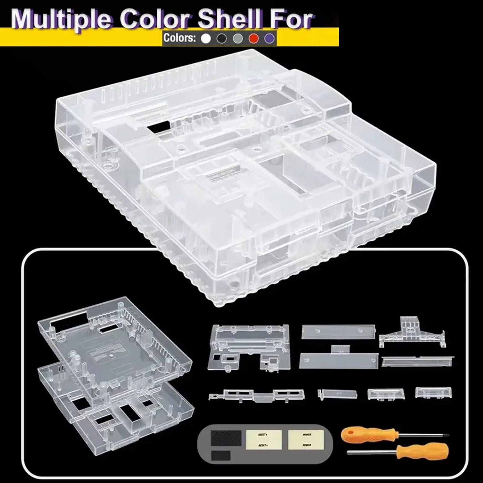 Guscio ricambio per alloggiamento in sostanza ABS della console colorata per la riparazione della console gioco retrò e guscio retrò con cambio colore