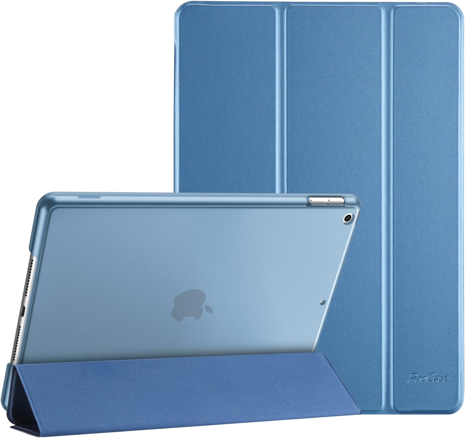 for iPad 9th/ 8th/ 7th Generation Case 10.2 Inch (2021/2020/2019 Release), 10.2 iPad Case 9th/ 8th/ 7th Gen Cover, Slim Smart Cover with Translucent Hard Shell Back -Blue