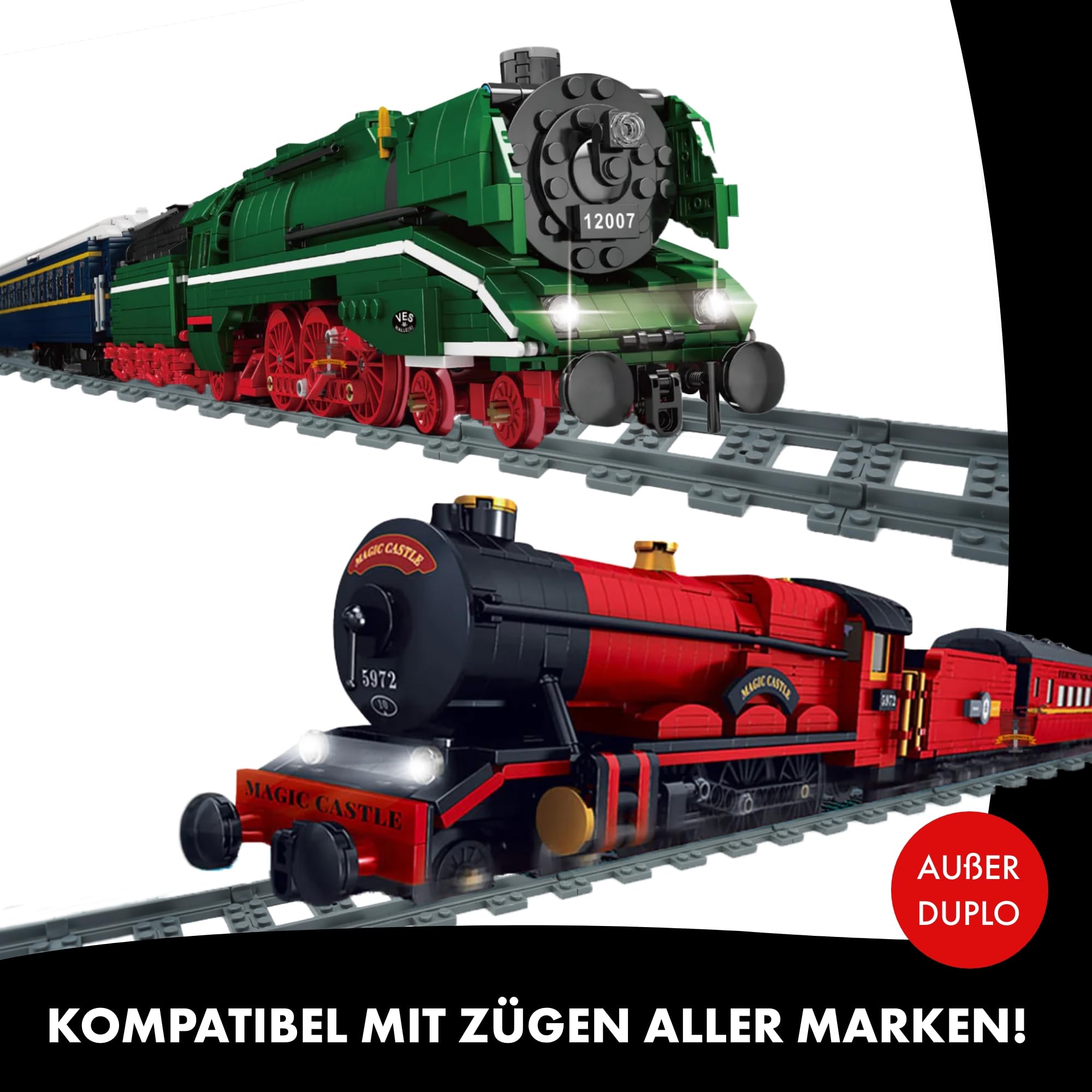Lonestar Klemmbausteine Schienenkreis XL, City Schienen Set, kompatibel mit Klemmbausteinen, großes Eisenbahn Erweiterungspaket, Robustes Schienenset für kreative Landschaftsprojekte | Kompatibel mit Klemmbausteinen, Großes Eisenbahn Erweiterungspaket, Fü