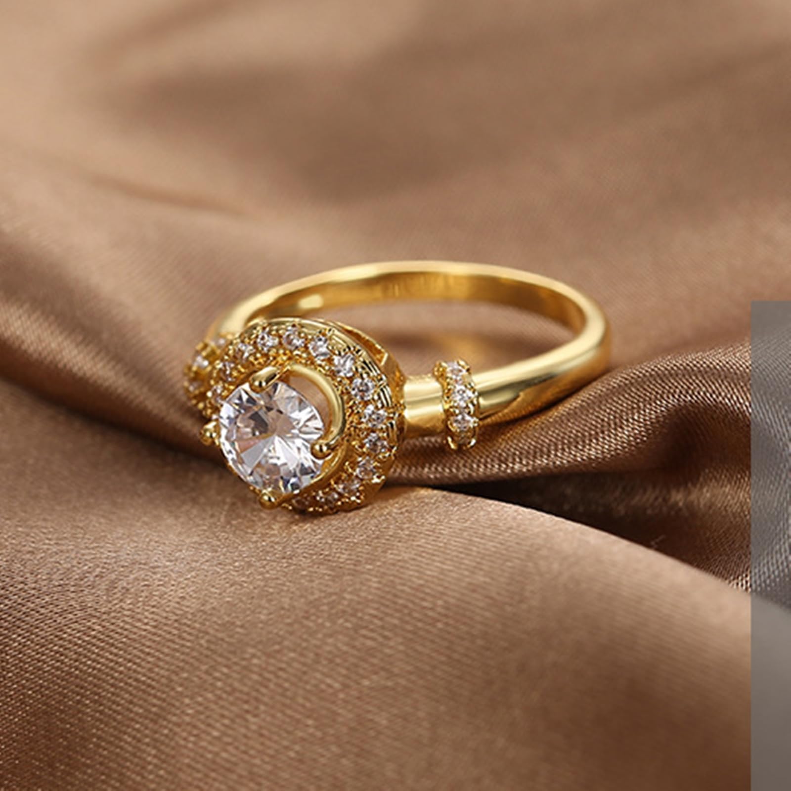 Anillo de oro de oro auténtico de 9 K/14 K/18 K, anillo de boda con 0,5 ct moissanite para mujer