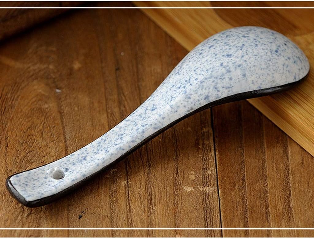 Spoon Table Spoons Japanese Style Qinghai Wave Small Soup Spoon Ceramic Household Rice Spoon Kitchen Tool Spoon Restaurant Self-Service Soup Spoon for Home, Kitchen Or Restaurant
