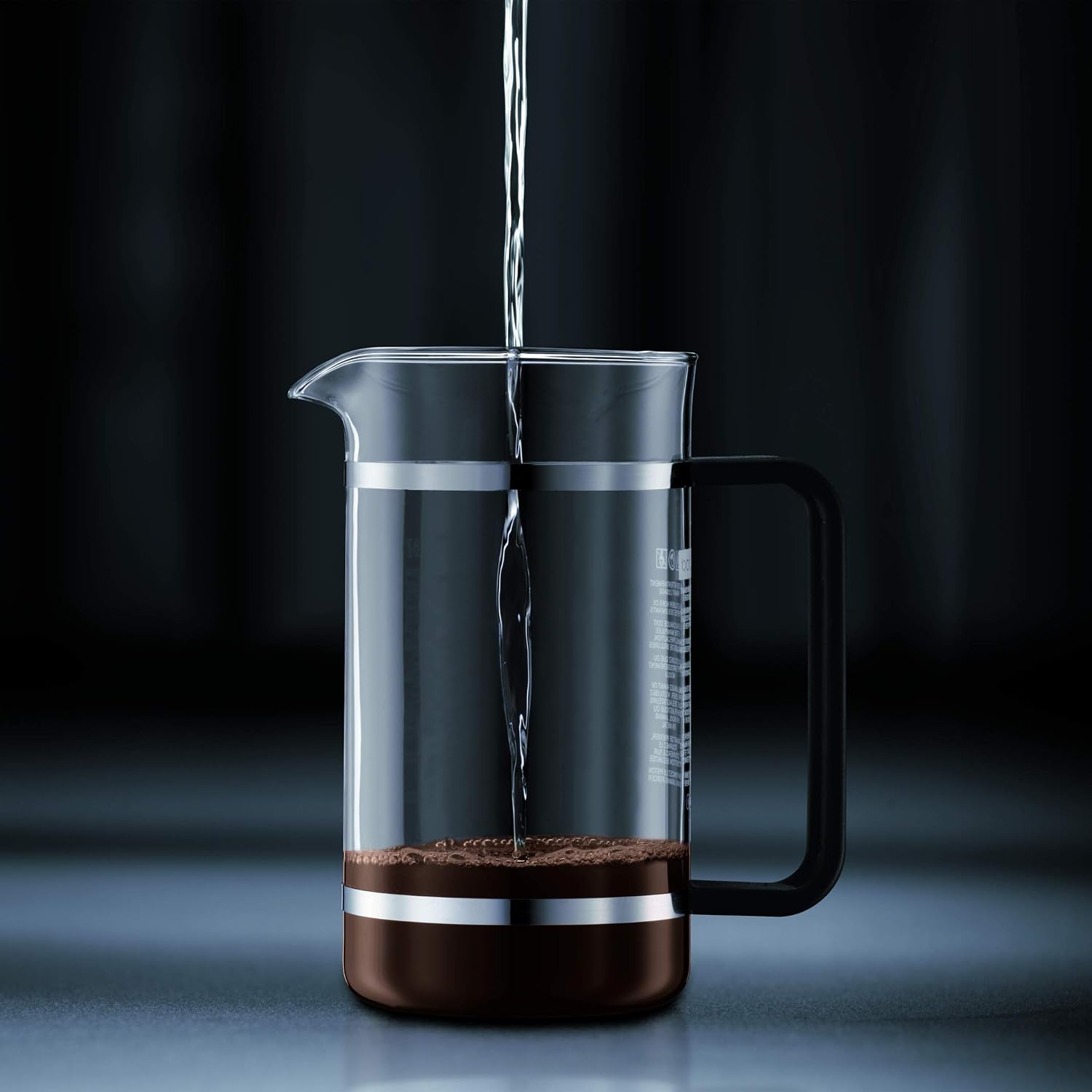 Pouring hot water into French press