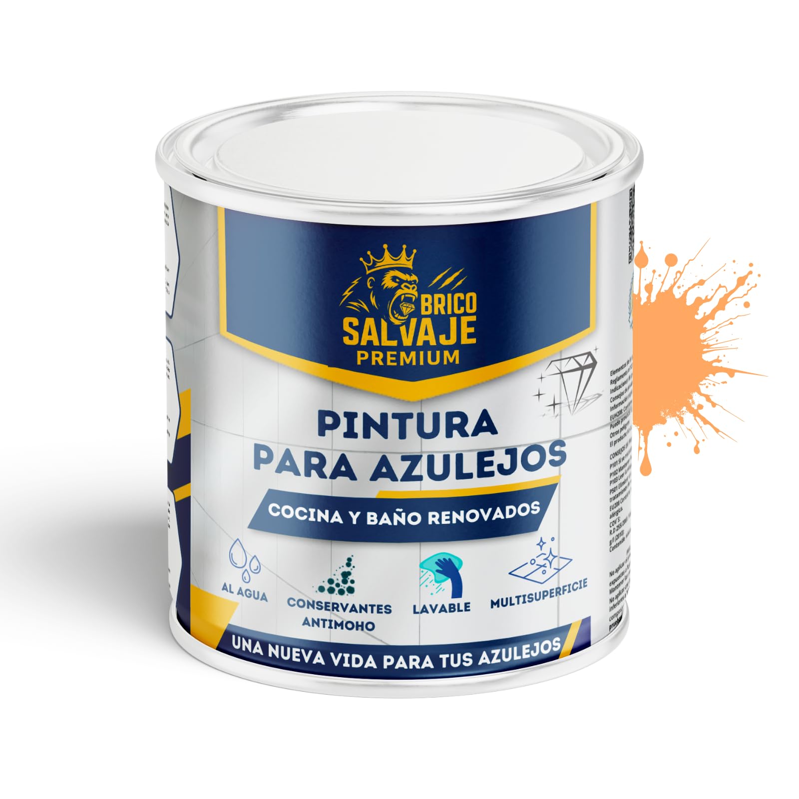 Pintura Premium para Azulejos, MATE, Resistente, Lavable y de Fácil Aplicación para Baños y Cocinas (SOL, 4 Litros)