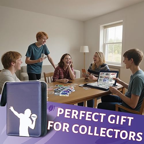 Miniatura 7 de Carpeta de tarjetas de fútbol para 900 tarjetas, carpeta de piel sintética de 9 bolsillos con 50 fundas extraíbles para deportes y tarjetas TCG MTG,