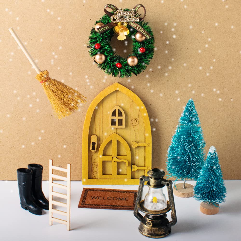 Gudotra Porta Elfo Natale Gnomo Decorazioni Natale Porta Elfo Natale 9 pezzi Porta di Gnomo da Giardino Ghirlanda Miniature Accessori Casa Natalizie Addobi Ornamenti Natalizi