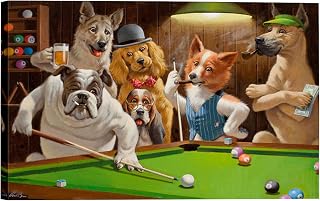 Eliteart-Dogs Playing Pool Billiard Artisan by Cassius Marcellus Coolidge Oil Painting Reproduction Giclee Wall Art Canvas Prints