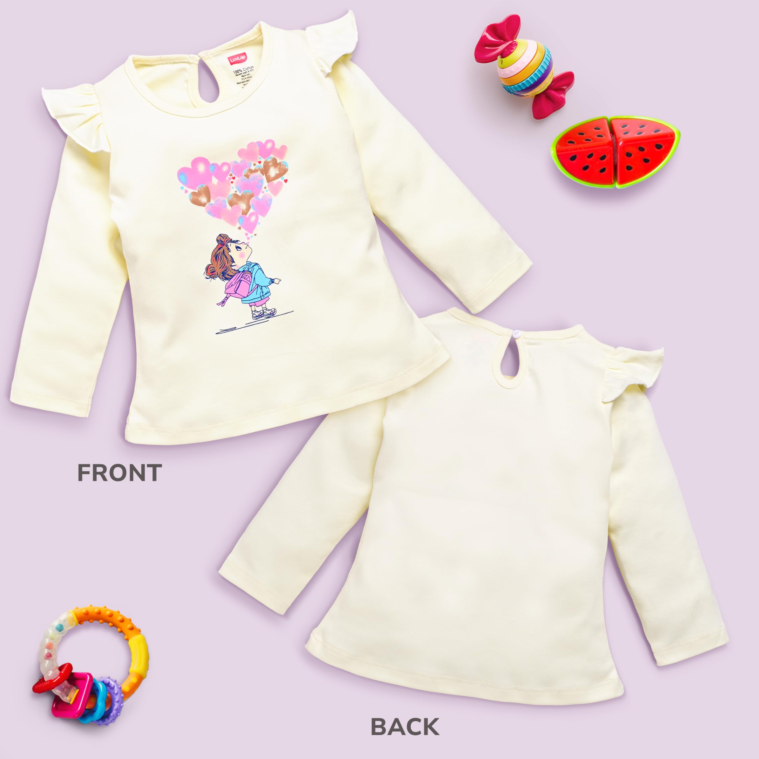 Luvlap Regular Fit F/S Girls Top (LLAMZGR0145_Multicilour 1 6 to 12 Months, Size L) - Image 4 thumbnail