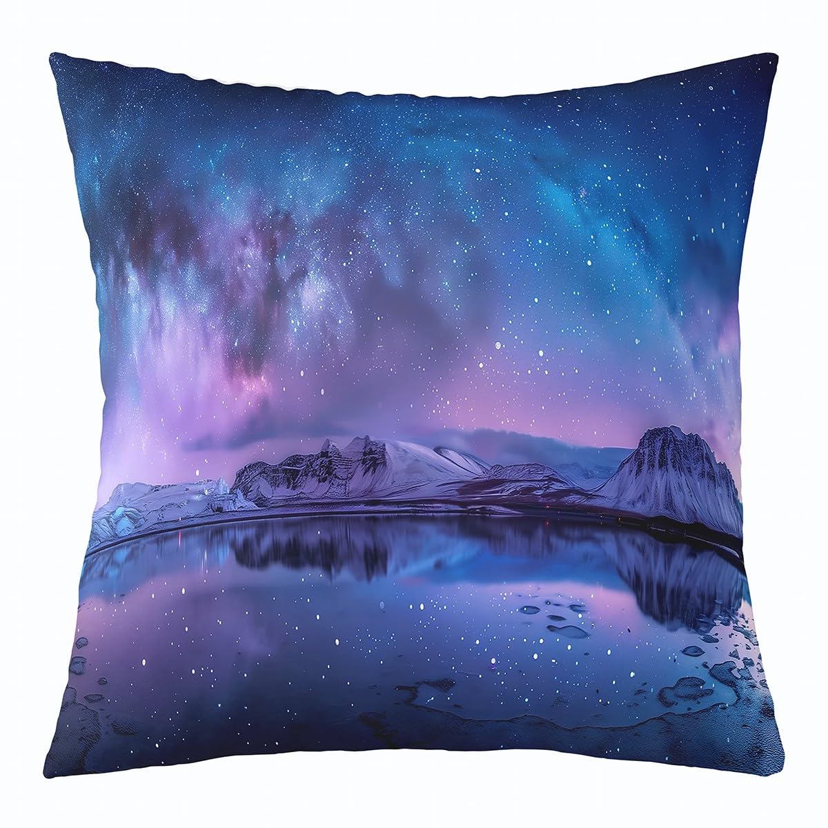 Homemissing Purple Galaxy Reversible Throw Pillow Covers 45x45cm Polar Lights Square Cushion Covers Set of 1 for Boys Girls Teens Decor Aurora Pillow Covers Home Decor Women Men Nature