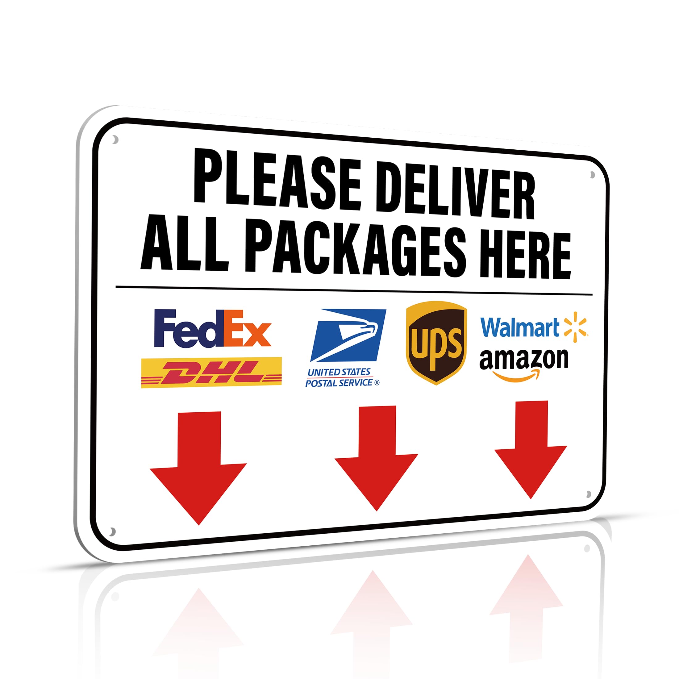 Please Deliver All Packages Here Sign 12 x 8 Inches Delivery Instructions for My Packages Orders from Amazon, UPS, FedEx, USPS, UPS