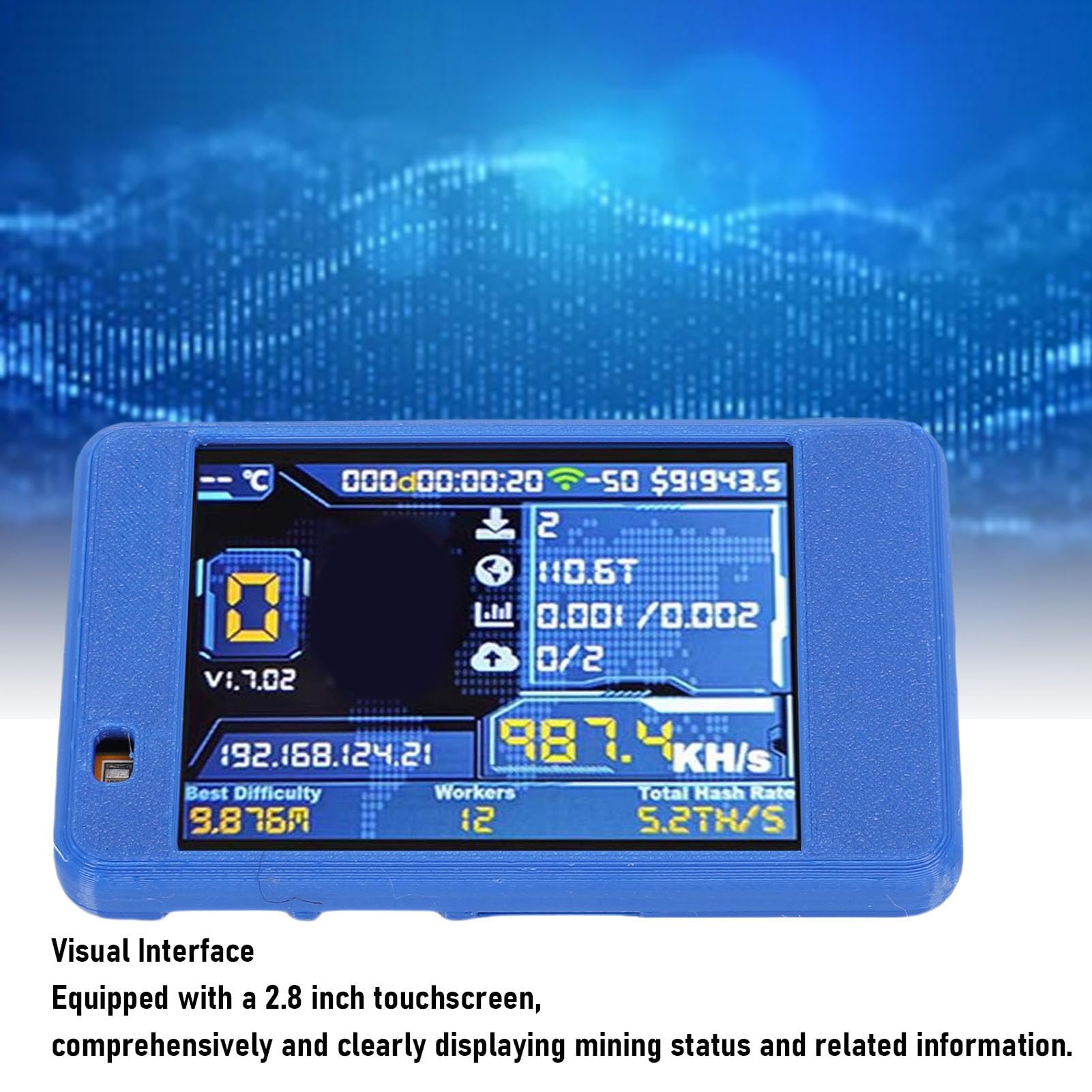 Sxhlseller Bitcoin Mining 2,8-calowy Ekran, NM Mining dla Komputerowych Nerdów, moduł Hashrate 1060 KH/s, Połączenie Wi-Fi, Tryb Losowej Loterii BTC Mining, Obsługa ESP32 (BLUE)