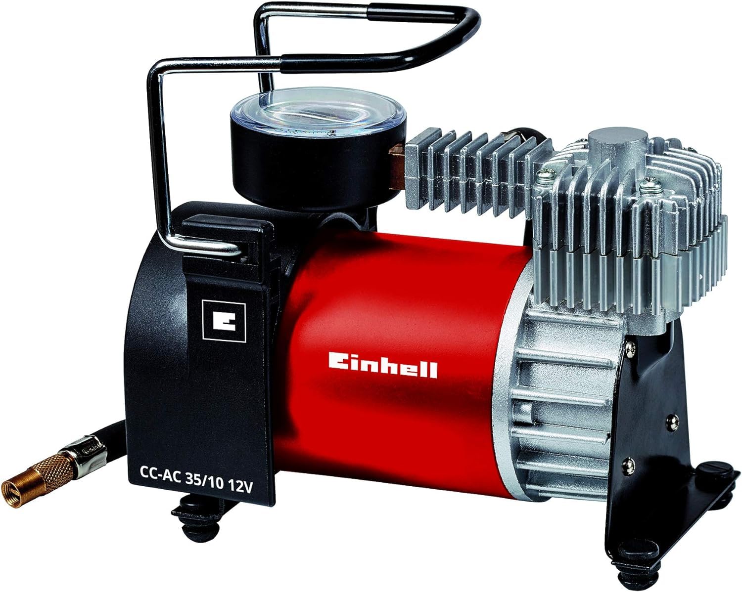 Einhell Compresseur CC-AC 35/10 voiture 12 V (0 – Manomètre 10 Bar, 35 l par minute Débit) & Kit d'accessoires pour compresseur - 1 pistolet de soufflage, 1 manomètre de gonflage, 1 tuyau de 5m