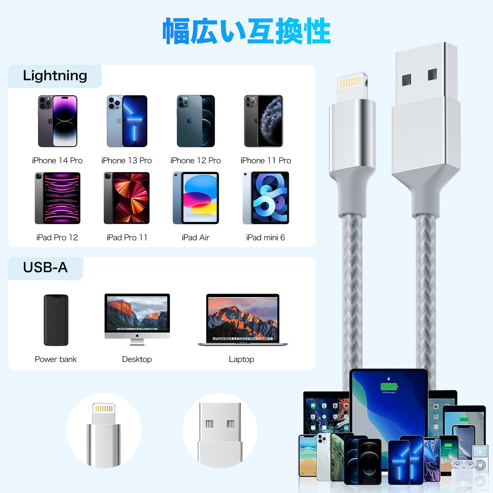 Amazon.co.jp: iphone 充電ケーブル【1M/2M 各2本正規MFi認証品