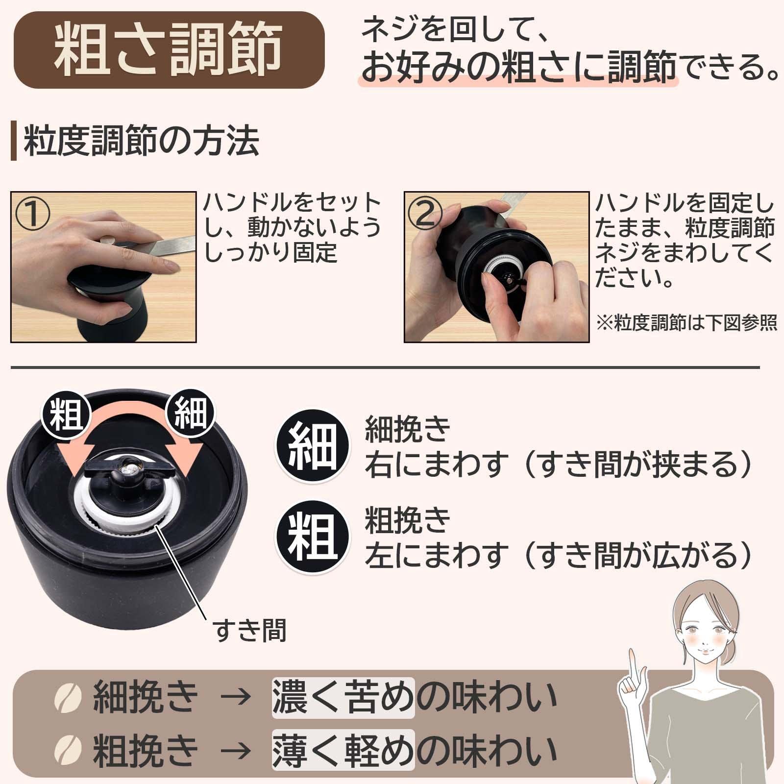 Amazon｜コモライフ 粗さ調節できるコーヒーミル コーヒーミル 豆挽き  