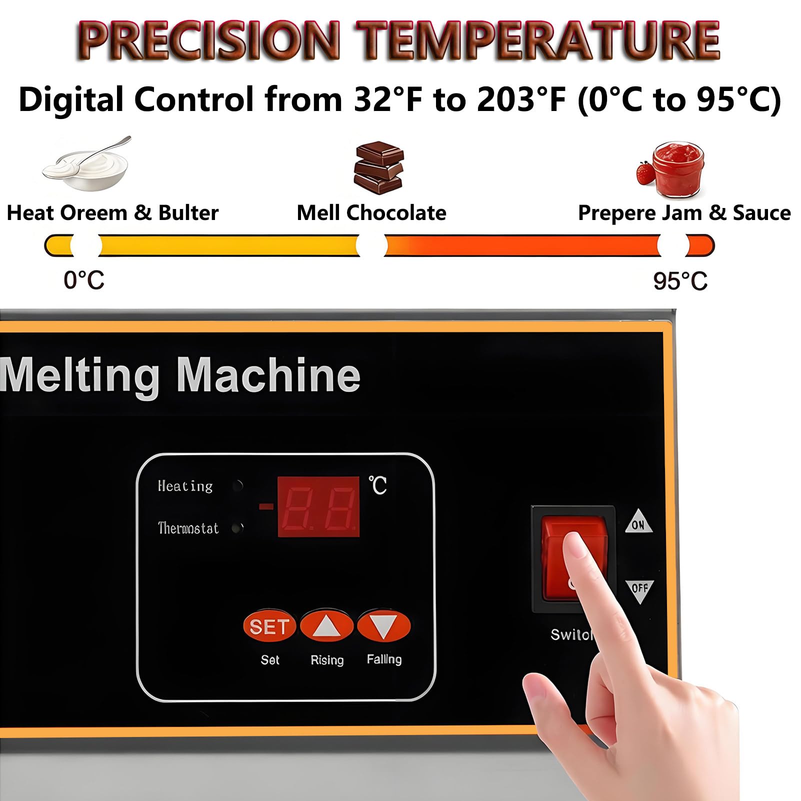 Fondoir à Chocolat Tempéreuse à Chocolat Professionnelle en Acier Inoxydable, Appareil a Fondre Le Chocolat, Réchaud Électrique pour Chocolat, Pâtisserie, Bonbons et Fromage 1pots