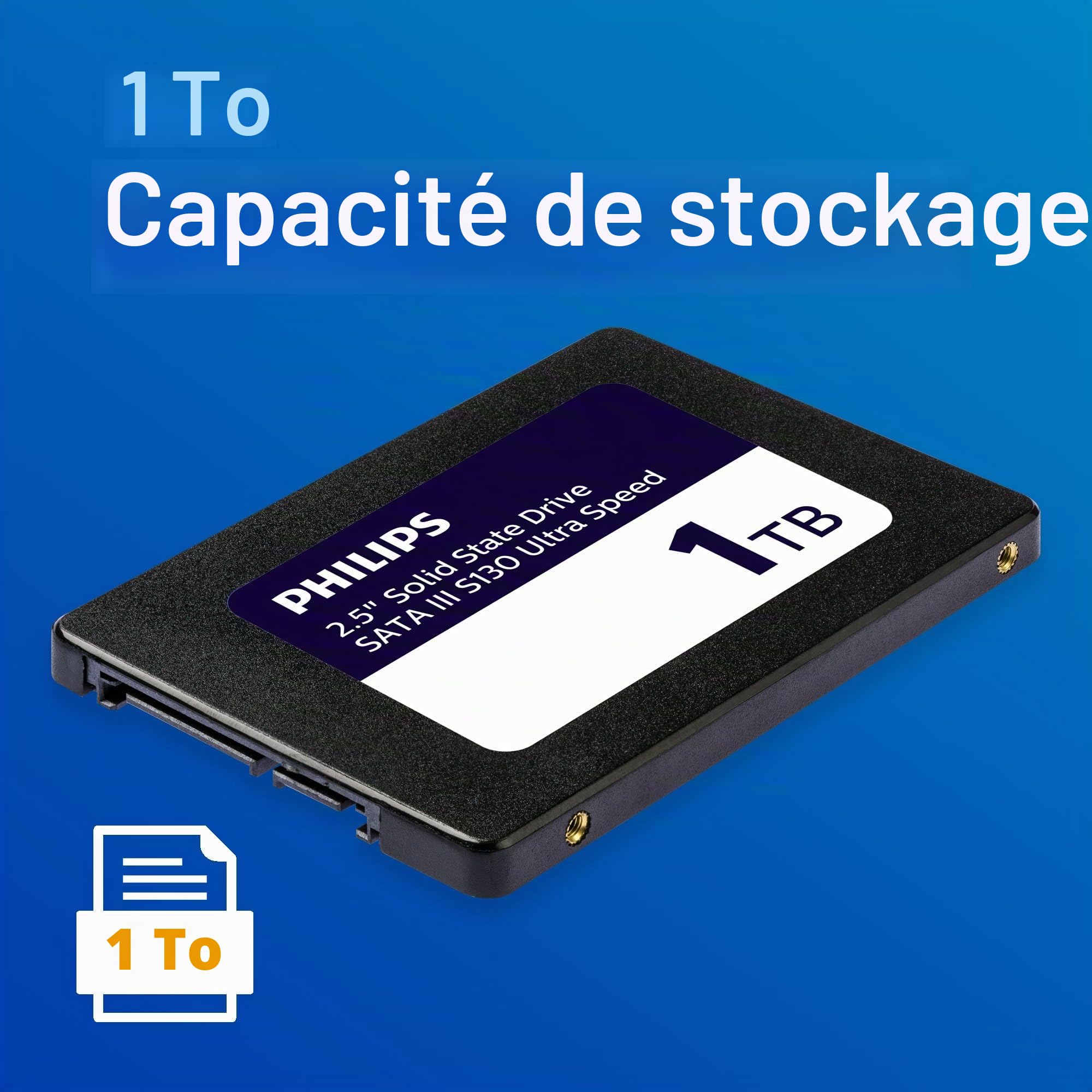 Philips SSD Interne 2.5 « SATA III 1 to S130 Ultra Rapide, Vitesse de Lecture jusqu'à 550 MB/s
