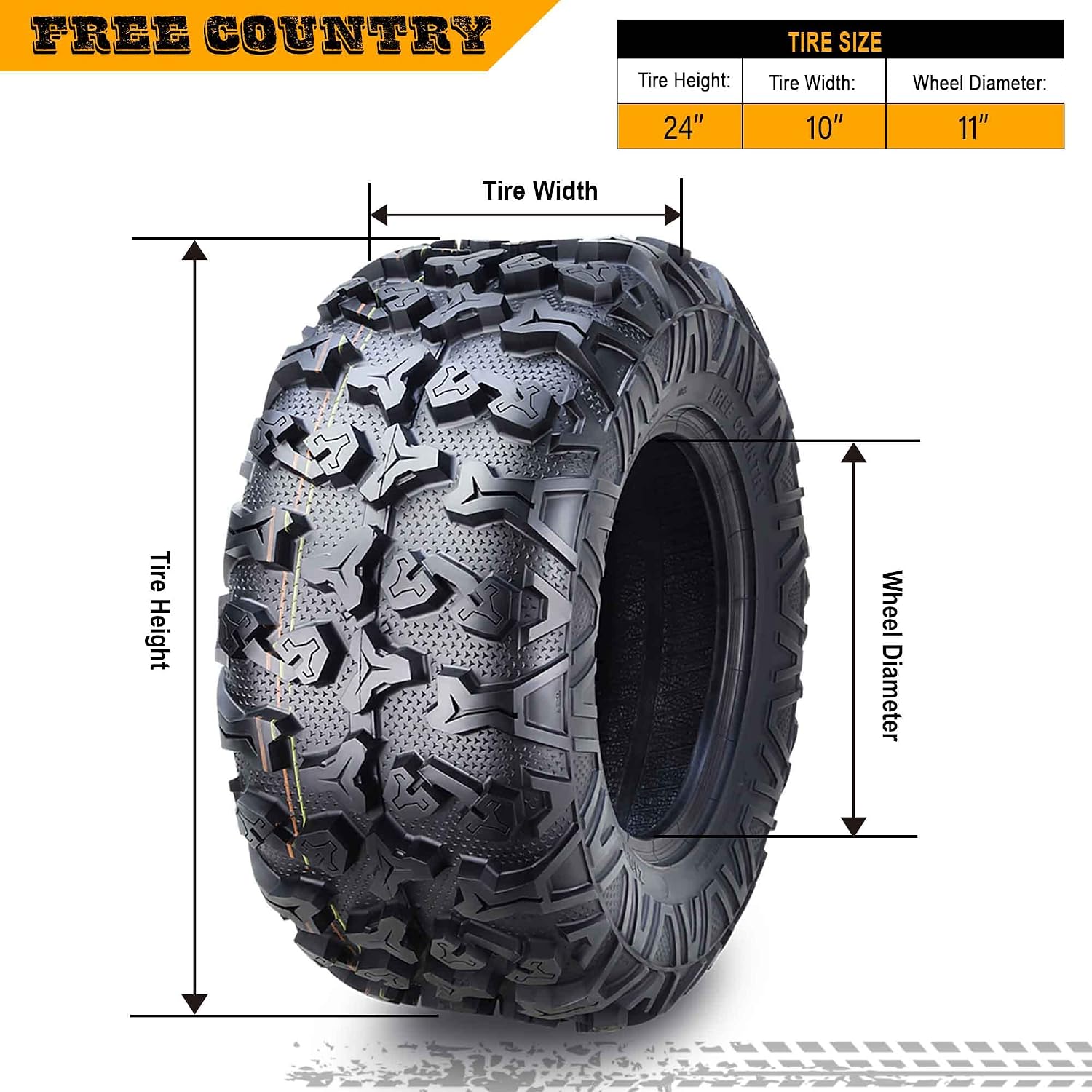 Free Country Set 2 Premium ATV/UTV Tires 24x10-11 24x10x11 8PR w/Scuff Guard