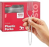 Vista 7 de GUSTO [Paquete de 100] Cucharas de plástico transparentes desechables resistentes - Cubiertos de plástico, cubiertos básicos para fiestas, eventos