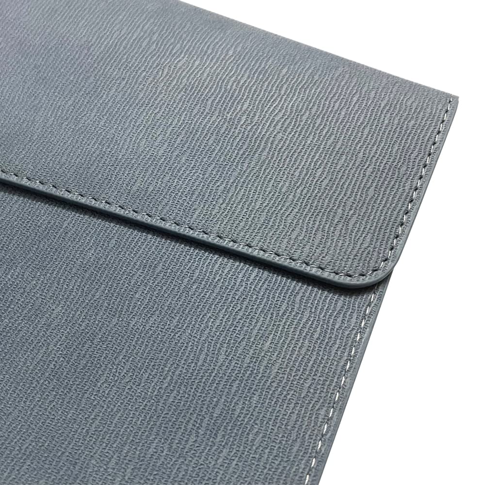 Oneyijun PU Leather A4 File Folder Document Holder Waterproof Portfolio Envelope Folder Case with Snap Closure 13x9.5 inch Blue - Image 4