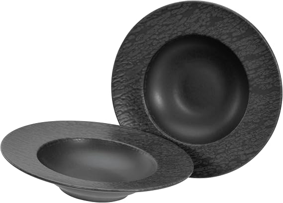 Creatable, 21825 Slate Series Black 2-Piece Crockery Set, Plate Set Made of Stoneware