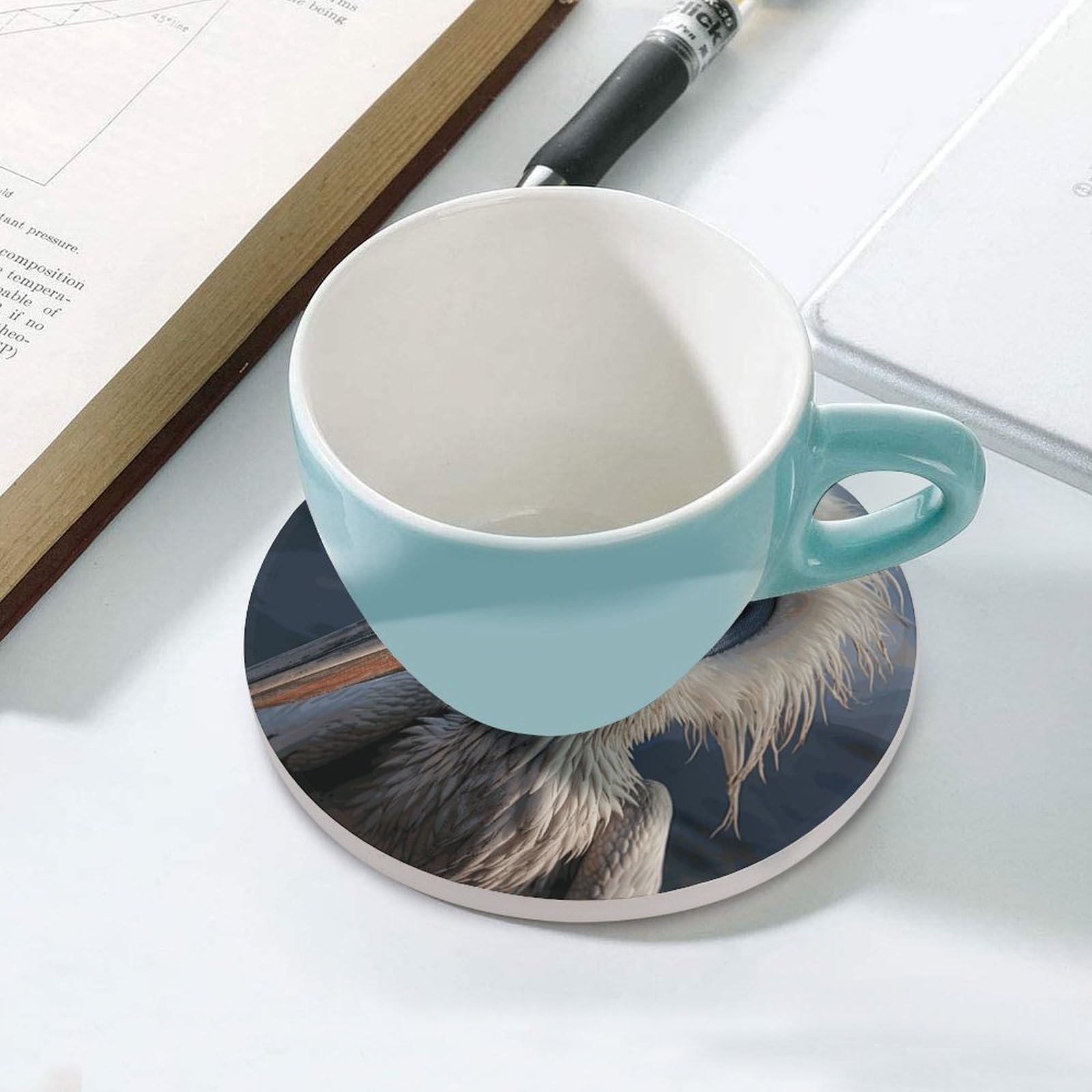 Sottobicchieri realistici con supporto per tavolino da caffè, sottobicchiere in ceramica con base in sughero, sottobicchiere in pietra in ceramica per bevande fredde o calde, 10 cm