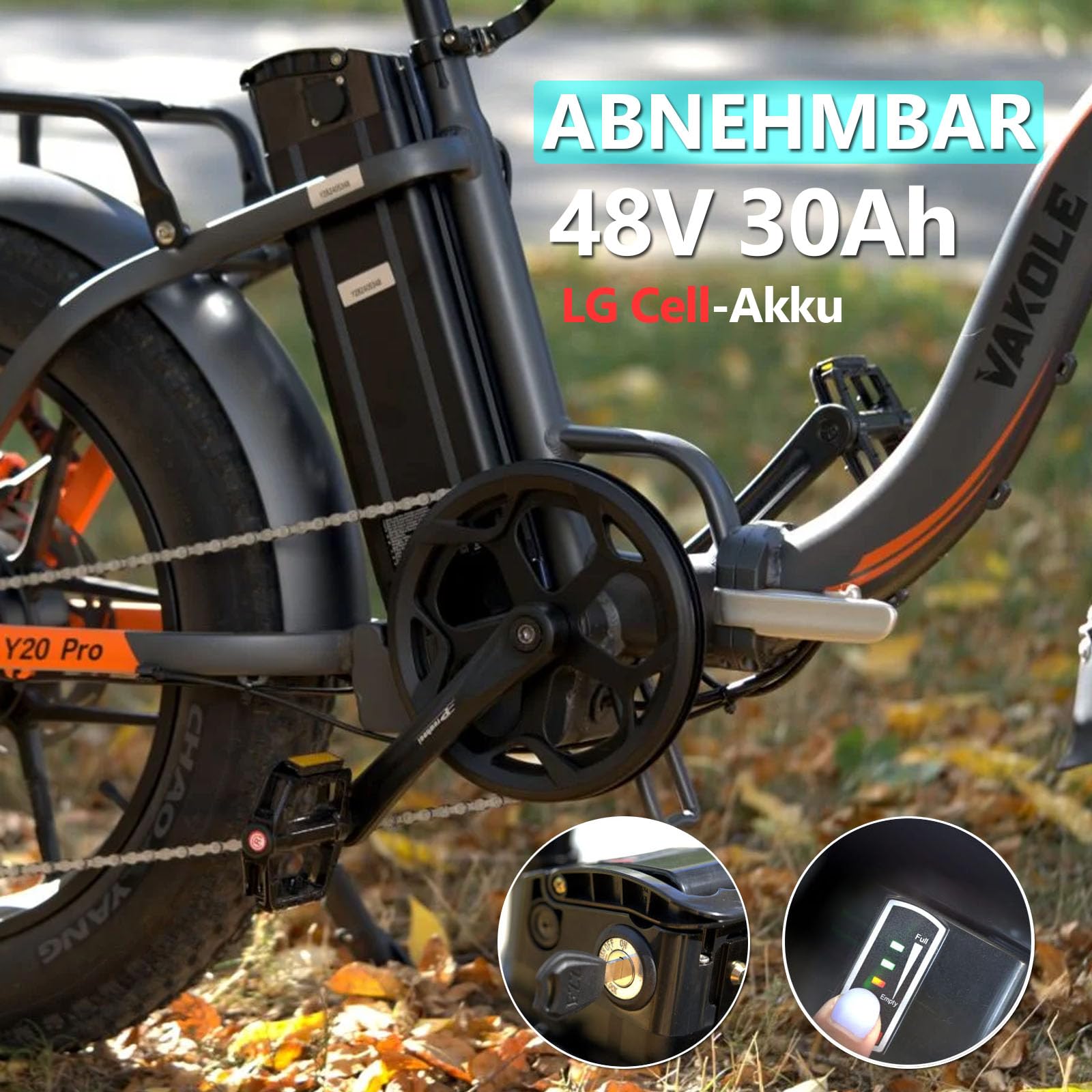 Y20 Pro E-Bike Klapprad Elektrofahrrad mit 48V30Ah Akku Bis zu 150KM | 20x4.0 Zoll, 250W Heckmotor, 7 Gang Schaltwerk, Tiefeinsteiger Fatbike Citybike für Damen u. Herren