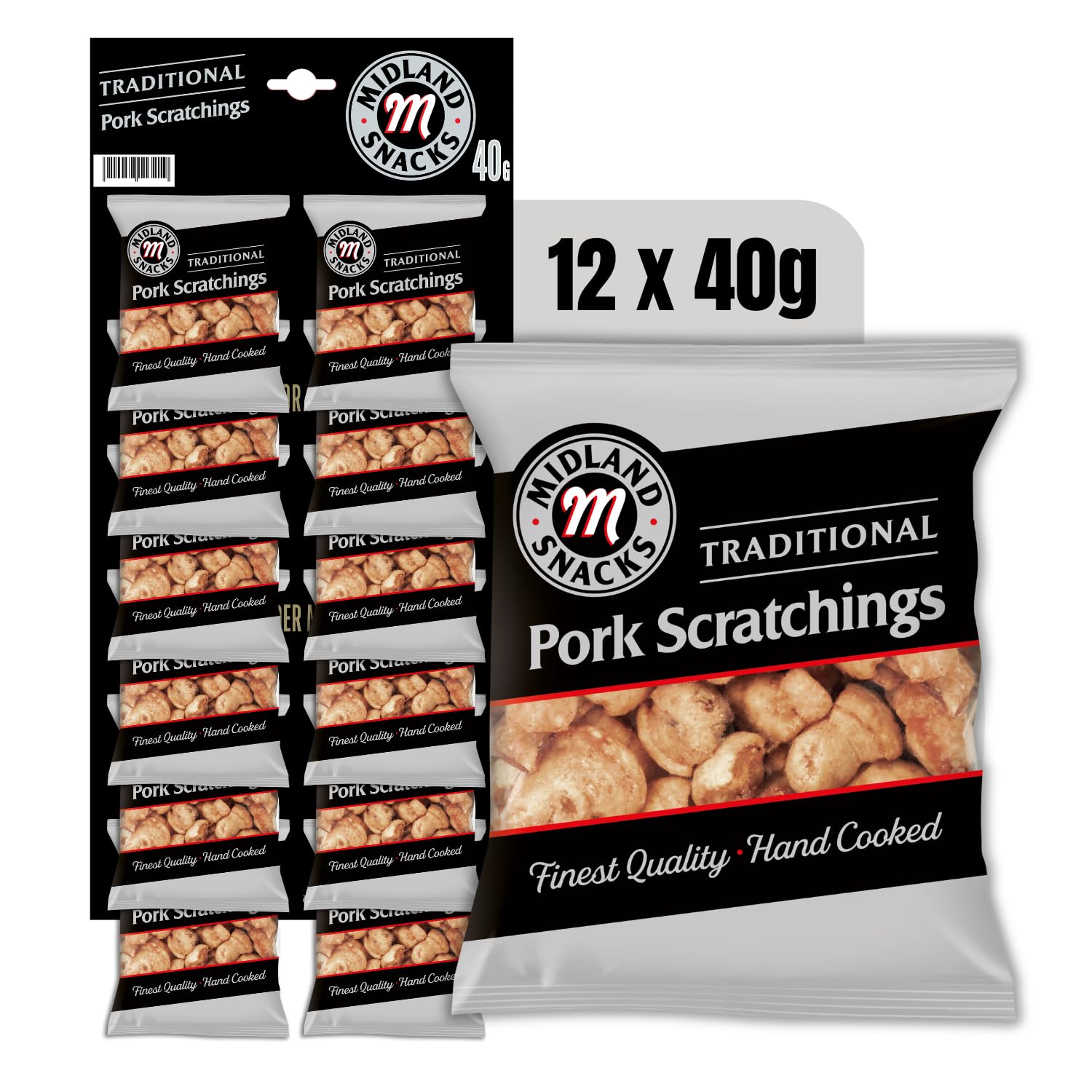 Midland Snacks Traditional Pork Scratchings 40g x Case of 12