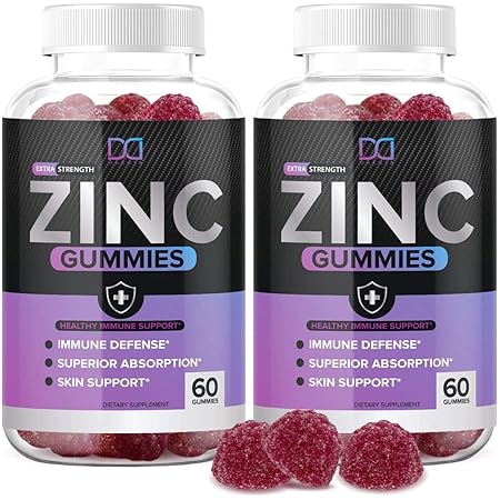 (120 Gummies) Zinc 50mg Supplements Chewable Gummies w Vitamin D3 Echinacea Vitamins for Adults Kids, Zinc Gummy for Immune System Support Alternative to Liquid Drops Lozenge Capsule, Package May Vary