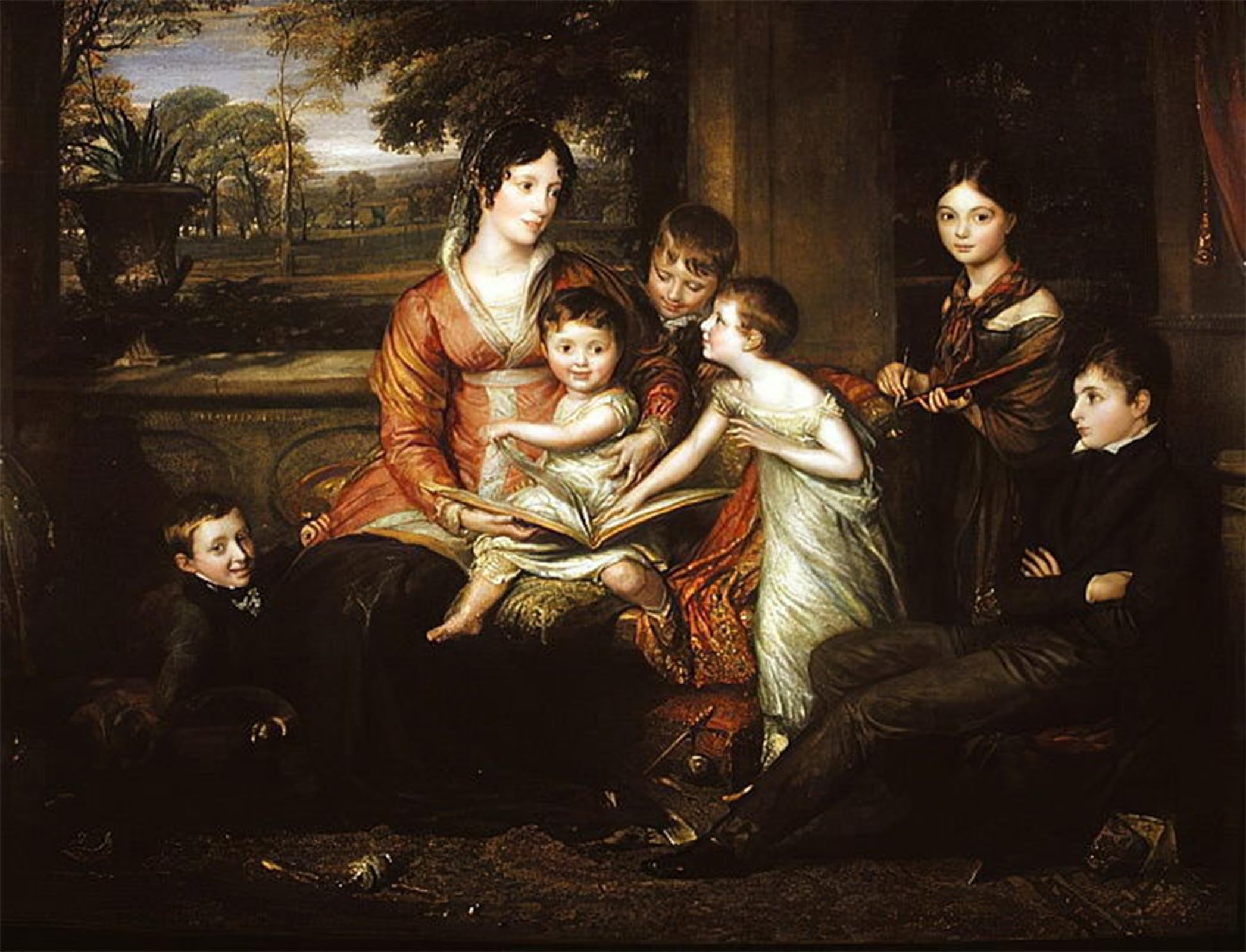 RZHRHJES Retro Picture Portrait Oil Painting Modern Wall Artwork Lady Torrens and Her Family by Linnell Canvas Poster for Office Decor 60x90cm