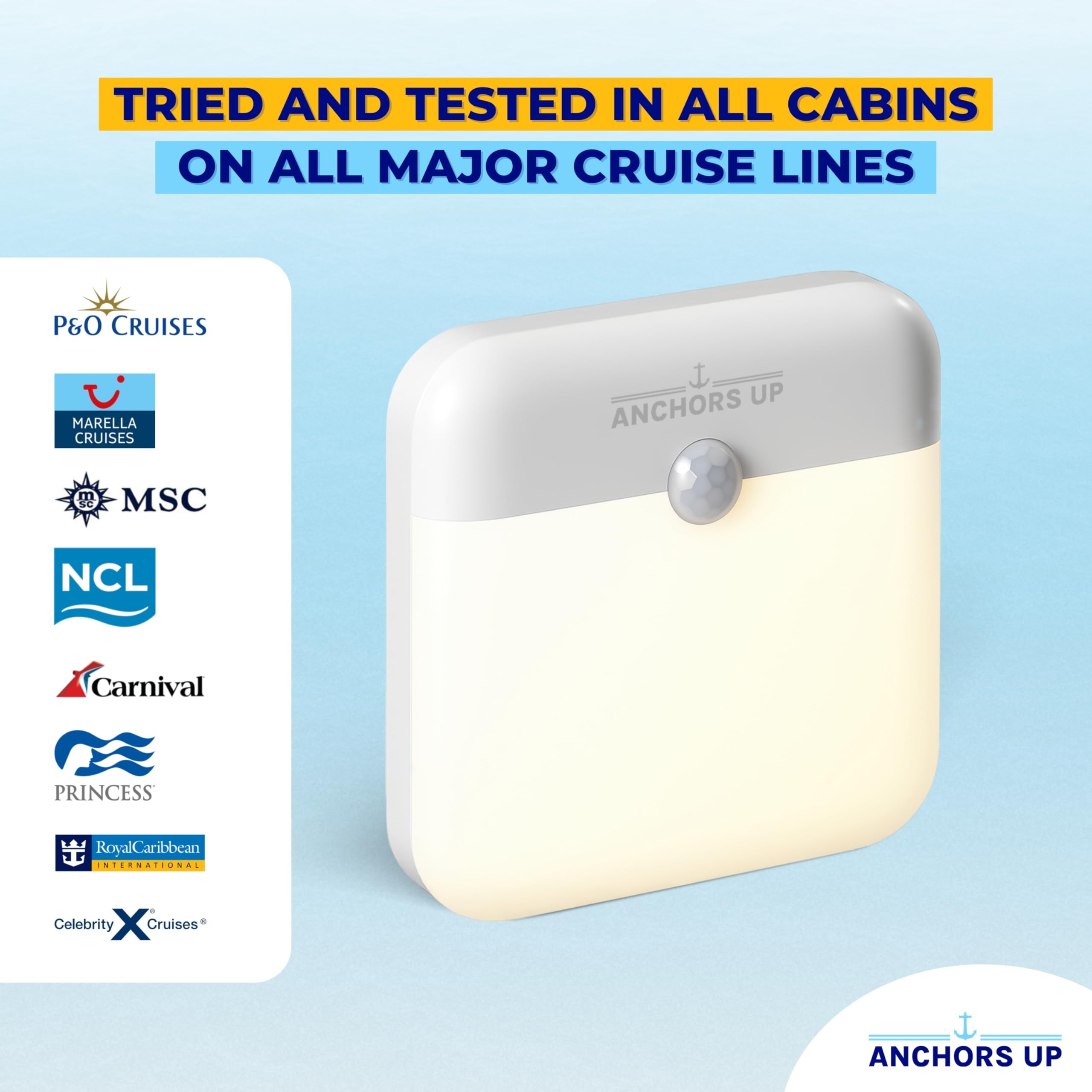 Cruise Cabin Night Light with Motion Sensor, USB Rechargeable, LED Motion Sensor Light, Magnetic, Warm White, Tested on P&O - Image 2