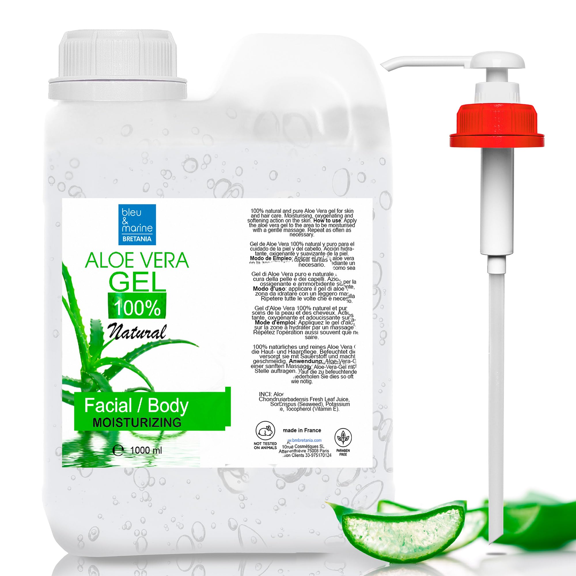 Pure Aloe Vera Gel, 100% Natural, DIY Cosmetics,Face & Body Care, Moisturiser, Hair Repair, After Sun, Soothing Gel, Wax Aftercare, Canary Islands 1000 ml 1 kg