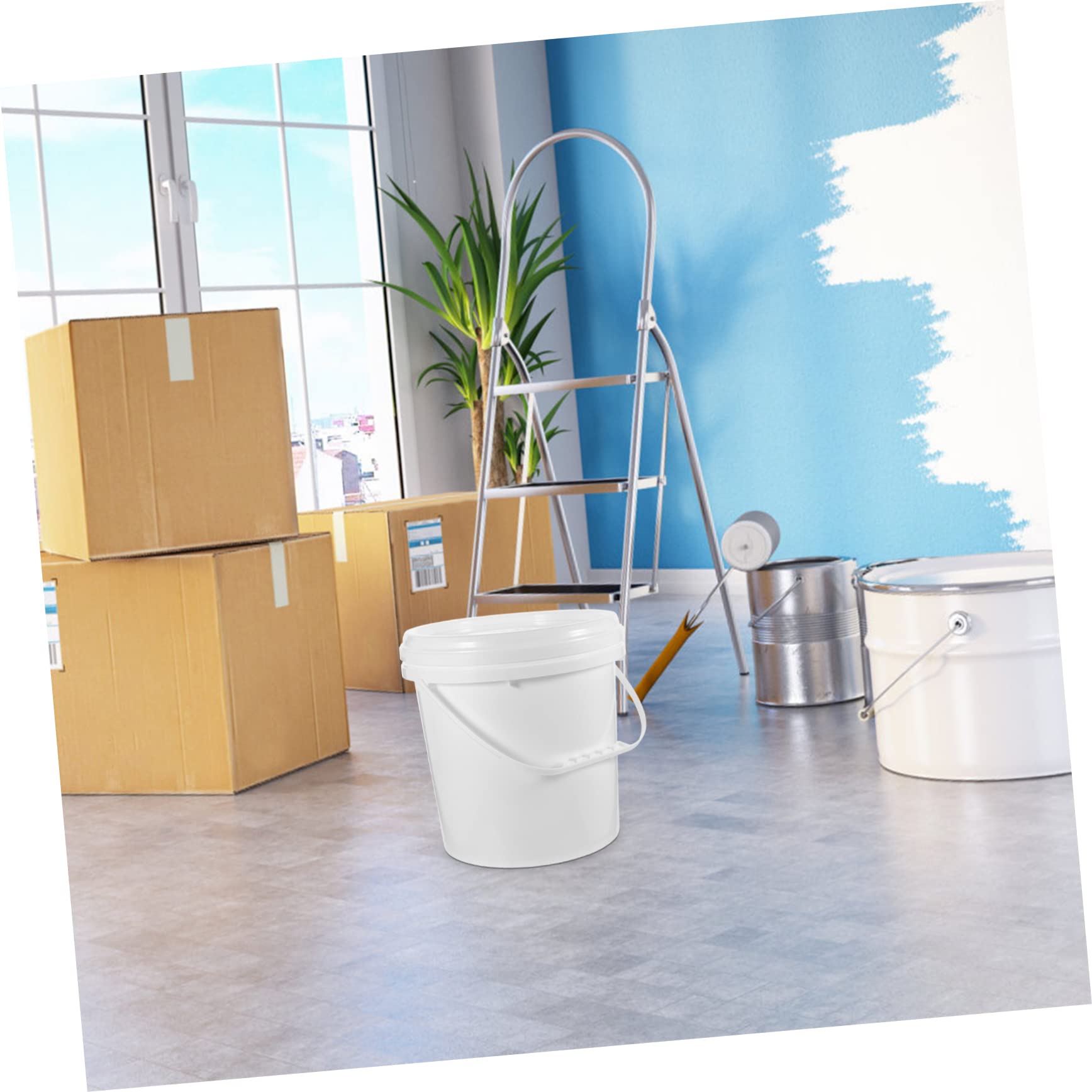 Cubo de Pintura Blanco Hdpe de 10l con Tapa para Almacenamiento | Envase Redondo para Aceite y Agua, Uso Diario y Embalaje, Formato Compacto de 10 Litros