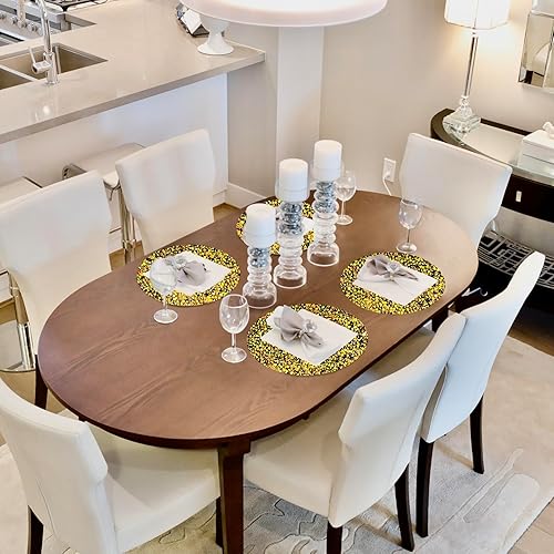 Miniatura 4 de Juego de 2 manteles individuales redondos, resistentes al calor, lavables, para cena, cocina, boda, decoración