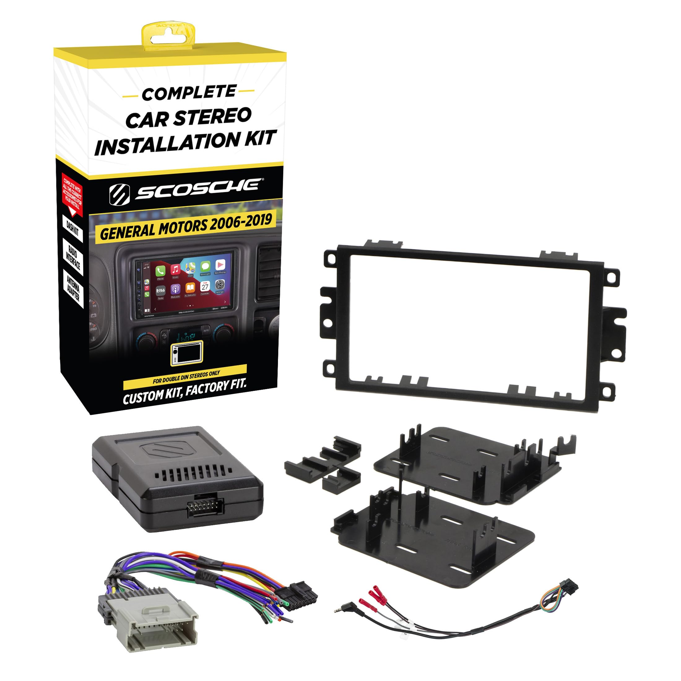 Scosche GM0312DDOCS Double DIN Radio Installation Kit Compatible with Select 1994-2012 General Motors Vehicles - Complete Car Stereo Install Kit with Steering Wheel Controls - See Fit Guide in Images