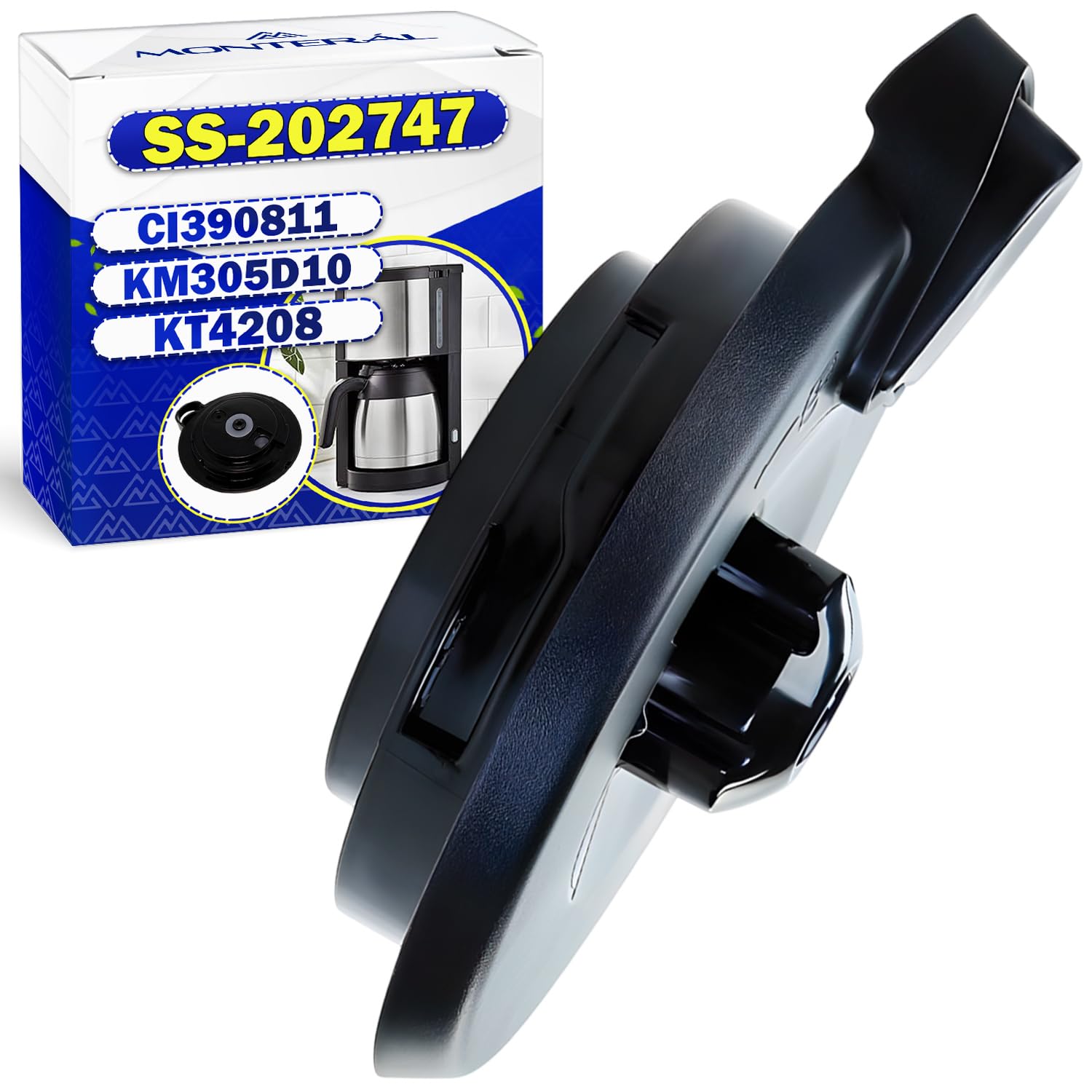 Deckel der Kaffeekanne für Filterkaffeemaschine mit dem Originalcode SS-202747 SS202747 für Krups ProAroma KM305D10 KT4208 für Tefal CI390811 - Garantie 10 Jahre - MONTERAL