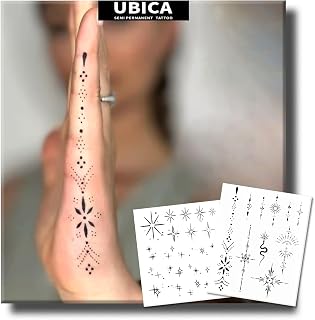 2 Sheets Long Lasting Temporary Fake Tattoos For Women Arm Finger Hand,Semi Permanent Tattoo For Adults Girl,Realistic, Waterproof and Non-Reflective,Minimalist Design
