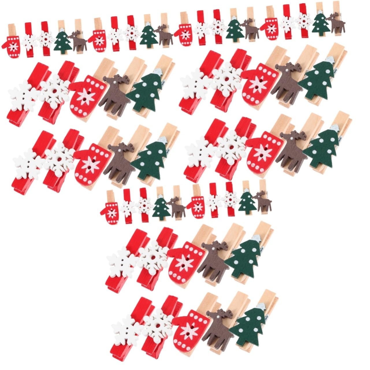 Alipis 375 STK kleine Wäscheklammern weihnachtsbasteln Weihnachts basteln weihachtsdeko kleine Fotoklammern weihnachtliche dekorative Clips Cartoon-Fotoclips Mini-Wäscheklammern Holz