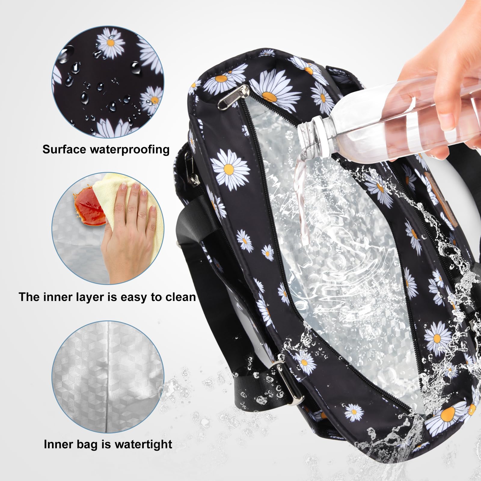 HSHRISH Borsa Termica Porta Pranzo, Impermeabile a prova di perdite, Riutilizzabile, Cibo Lavoro ufficio Shopping Scuola Viaggi Campeggio Picnic,15L Margherita