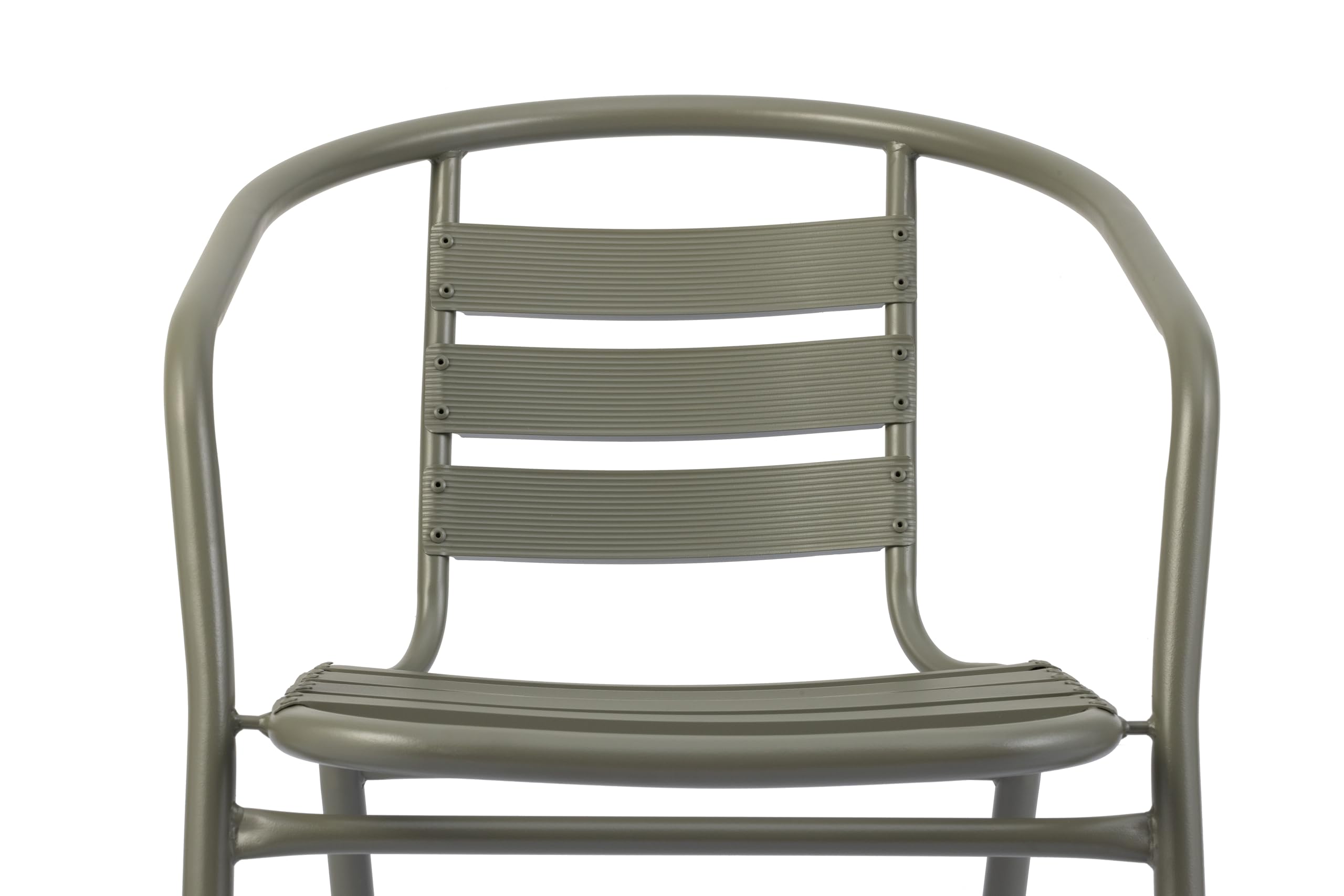 METRO Professional Silla de Jardín con Reposabrazos Narni, Aluminio, Apilable, para Exterior, Caqui