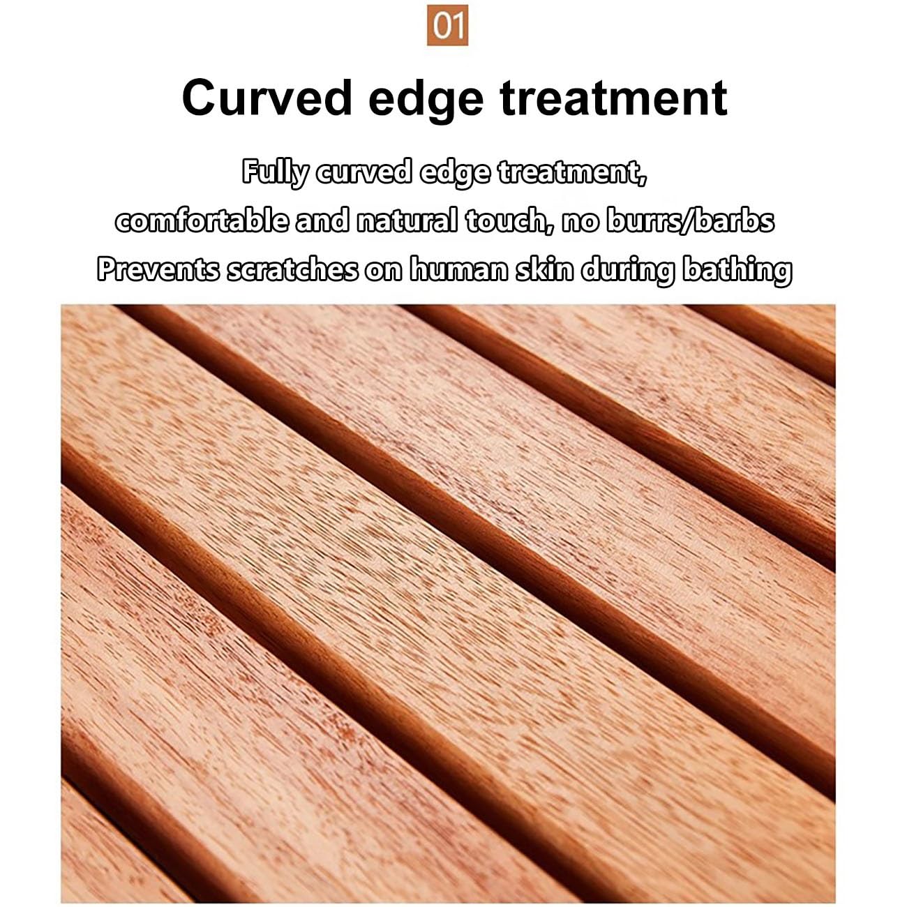 Pedana Doccia in Legno,Tappetino da Bagno in bambù, Tappetino da Doccia Naturale Antiscivolo,Piedini Antiscivolo e Maniglia,per Docce da Bagno, Vasche da Bagno, Uso Interno.(70x80cm)