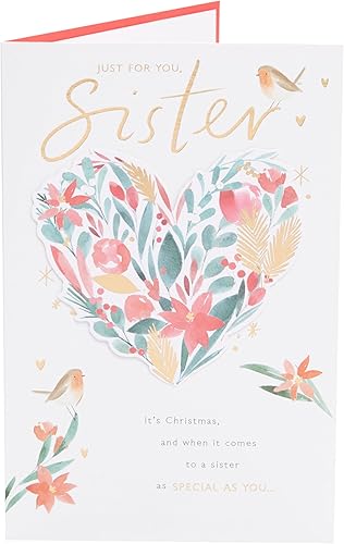 Miniatura 5 de Just For You Sister 693511 - Tarjeta de Navidad especial con forma de corazón frustrado dorado