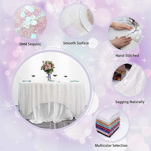 Miniatura 9 de TCBESTO Pink Sequin Tablecloth 90" Glitter Metallic Table Cover Round Sparkle Tablecloth for Easter Birthday Christmas Parties Showers Weddings
