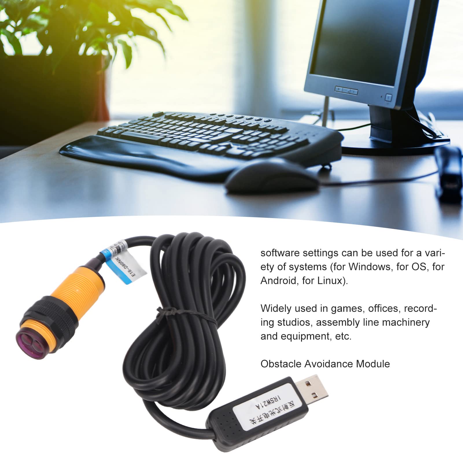 Elprico Infrarot-Lichtschranke, Hindernisvermeidungssensormodul, USB-Lichtschranke, für Spiele, Büros, Aufnahmestudios
