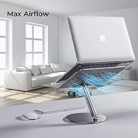 Vista 6 de BENKS Soporte para laptop, con base giratoria de 360, soporte plegable para computadora con diseño ergonómico, elevador de aluminio ajustable