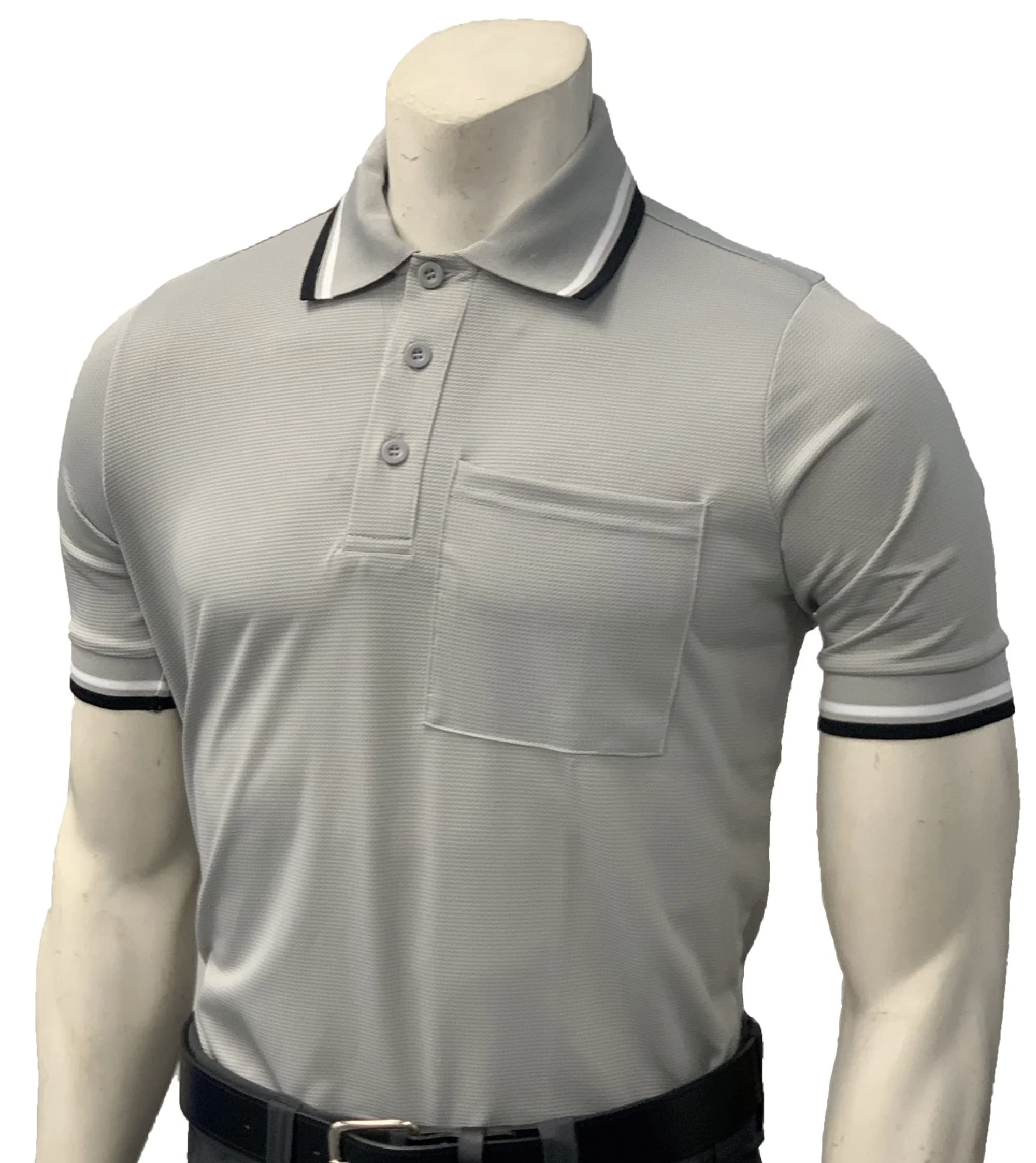 Smitty | BBS-300 | Baseball Softball Umpire Shirt | Performance Mesh Short Sleeve | Accommodate Chest Protector Official (Medium, Grey w/Black Trim)