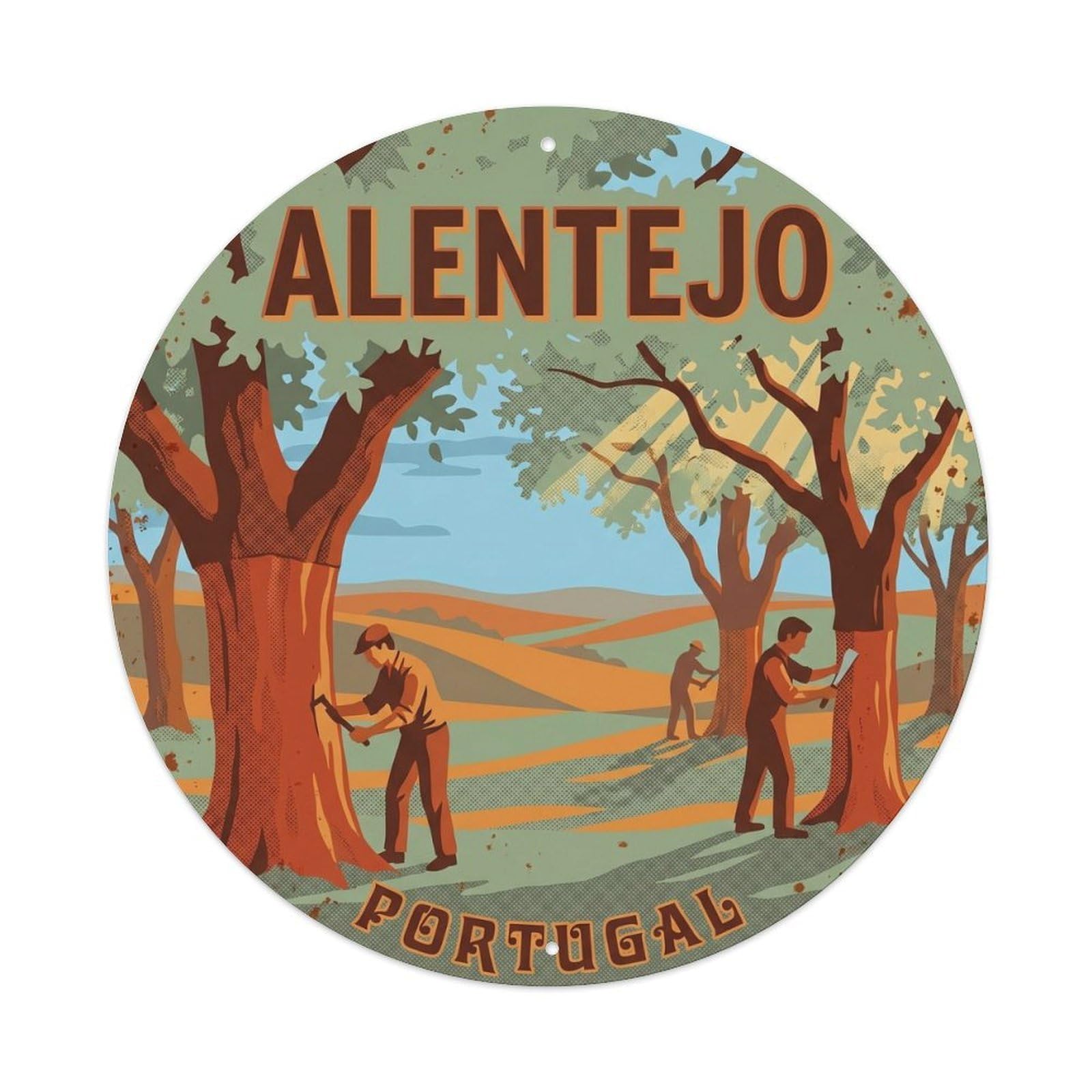 Olhnbad Style Portugal Alentejo Cork Oaks Landmark Travel Heritage Metal Tin Sign