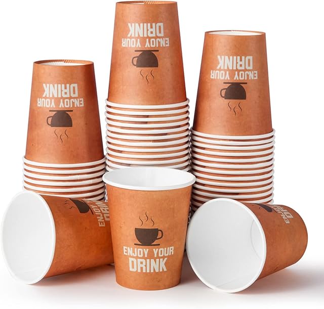 Islander Fashions Pack of 110 Paper Cups 250ml Disposable Cups for Hot Cold Drinks are Leak Proof Eco-Friendly Special for All Parties and Events 8.8x7.5x5.3cm